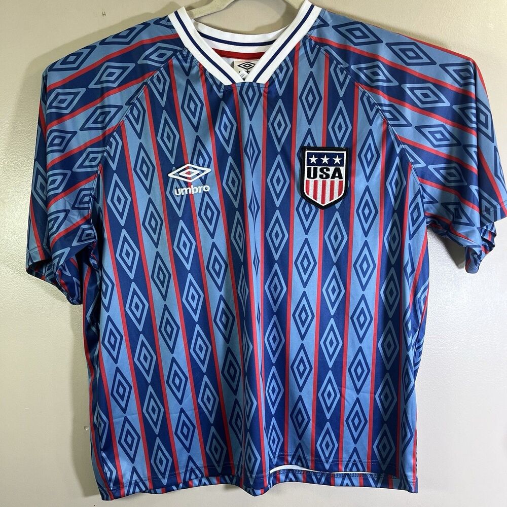 USA Jersey Mens XL Blue National Team Soccer Umbro Diamond AOP Shirt